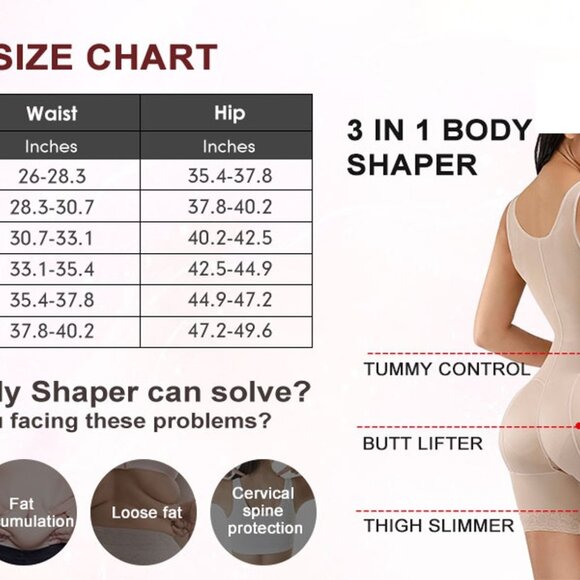 Plus  Size Sculpt & Support 3-in-1 Body Shaper - Front Hook Underbust Fit 3XL - Picture 6 of 6